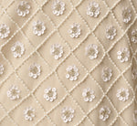 Floral Lattice Beaded Bow Trim Shift Dress In Ivory Pearl 6