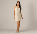 Floral Lattice Beaded Bow Trim Shift Dress In Ivory Pearl 2