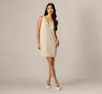 Floral Lattice Beaded Bow Trim Shift Dress In Ivory Pearl 1