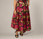 Petite Cap Sleeve Taffeta Floral Jacquard Combo Dress In Black Pink Multi 3