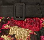 Cap Sleeve Taffeta Floral Jacquard Combo Dress In Black Pink Multi 6