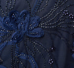 Petite Beaded Floral Soutache Embroidery Ankle Length Dress In Navy 6