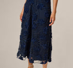 Beaded Floral Soutache Embroidery Ankle Length Dress In Navy 4