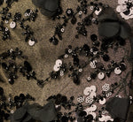 One Shoulder 3D Floral Sequin Beaded Gown In Black Gold 6