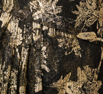 Plus Size Short Sleeve Metallic Floral Stretch Lace Draped Gown In Black Gold 6