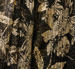 Short Sleeve Metallic Floral Stretch Lace Draped Gown In Black Gold 6