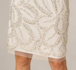Off Shoulder Feather Pearly Sequin Beaded Sheath Dress In Ivory 4