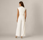 Pearly Collar Extended Shoulder Peplum Jumpsuit In Ivory 5