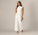 Pearly Collar Extended Shoulder Peplum Jumpsuit In Ivory 1