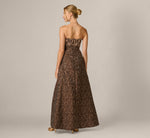 Strapless Scalloped Beaded Rose Jacquard Gown In Chocolate 5