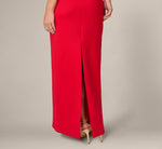 Origami Bow Shoulder Stretch Column Gown In Super Red 4