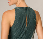 Rose Floral Beaded Blouson Halter Gown In Jade Stone 4