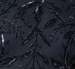 Long Sleeve Floral Sequin Beaded Gown In Midnight 6