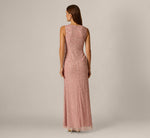 Floral Soutache Sequin Beaded Illusion Gown In Mauve 5