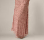 Floral Soutache Sequin Beaded Illusion Gown In Mauve 4