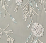 Flutter Sleeve Floral Beaded Flounce Godet Gown In Snow Globe 6
