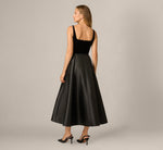 Square Neck Velvet Mikado Ankle Length Combo Dress In Black 5