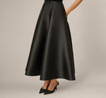 Square Neck Velvet Mikado Ankle Length Combo Dress In Black 4