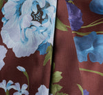 Plus Size Garden Floral Printed V Neck Mikado Gown In Brown Multi 6