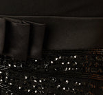 Cap Sleeve Bow Waist Deco Beaded Combo Gown In Black 6