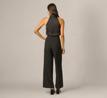 Satin Brooch Halter Combo Jumpsuit In Black 5