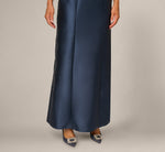 Cap Sleeve Illusion Pearly Beaded Mikado Gown In Midnight 3