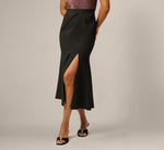 One Shoulder Shimmer Knit Combo Ankle Length Dress In Chocolate Black 3