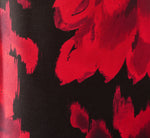 Ikat Rose Print Mikado Fit And Flare Midi Dress In Red Black Multi 6