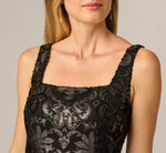 Metallic Baroque Scroll Velvet Burnout Gown In Black Gold 3