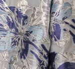 Off Shoulder Metallic Floral Organza Ankle Length Dress In Blue Multi 6