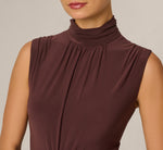 Draped Stretch Jersey Mockneck Gown In Dark Raisin 3