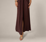 Draped Stretch Jersey Mockneck Gown In Dark Raisin 4