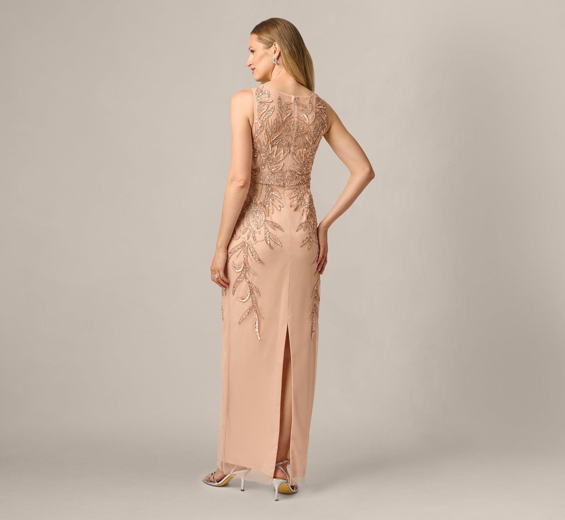 Womens Adrianna Papell Beaded Column Gown