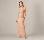 Adrianna Papell Hand-Beaded Sleeveless Slim Column Gown In Rose Gold 2