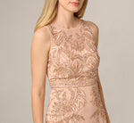 Adrianna Papell Hand-Beaded Sleeveless Slim Column Gown In Rose Gold 3