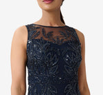 Adrianna Papell Hand-Beaded Sleeveless Slim Column Gown In Midnight 3