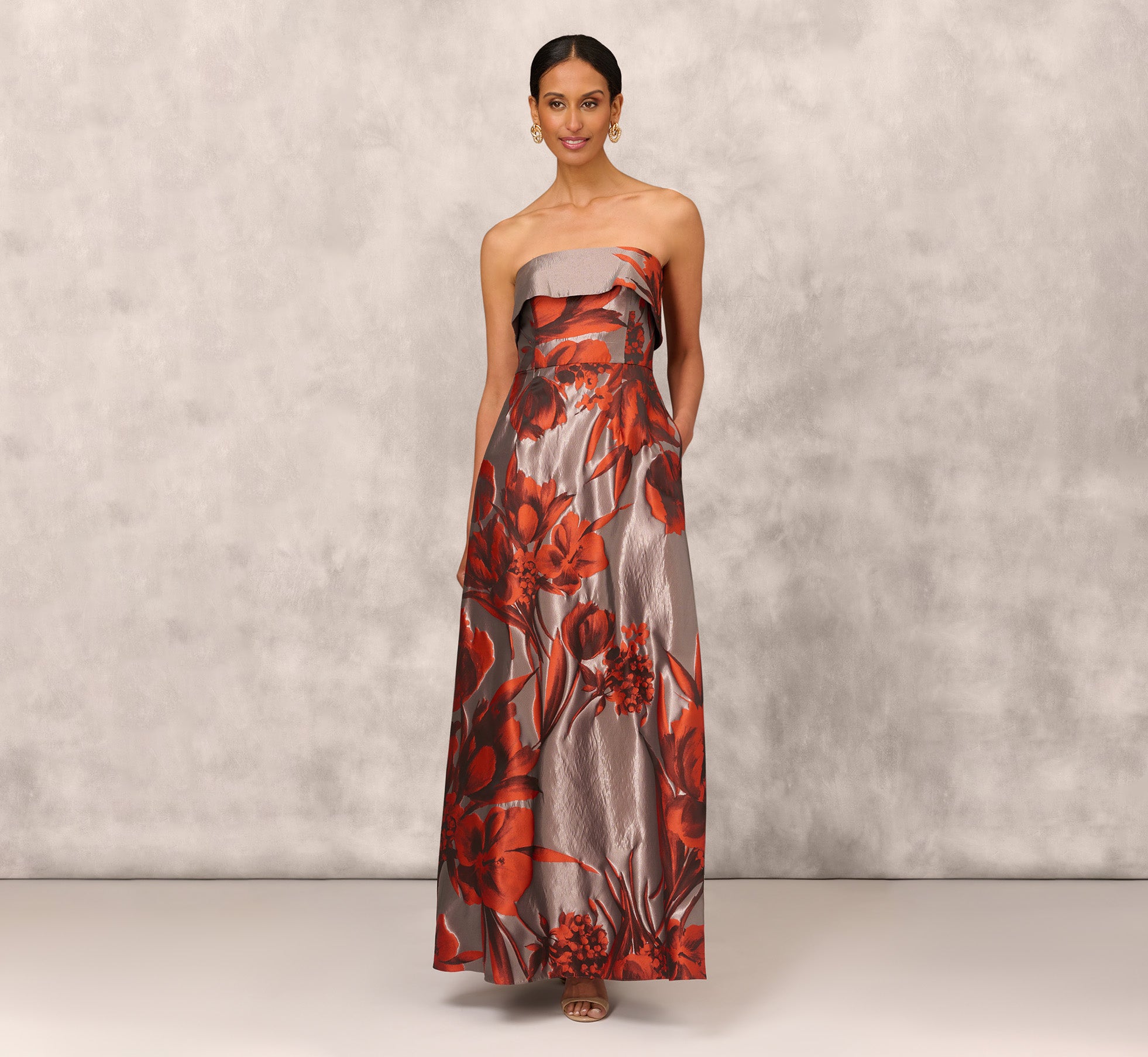 Brielle Gown in Red Ikat Floral - Sachin & Babi