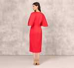 Crepe Back Satin Midi Dress With Flutter Sleeves In Chateau Red 5