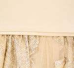 Metallic Jacquard Sleeveless Ball Gown With Crinoline Details In Light Gold 6