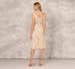 Beaded Sleeveless Midi Dress With Sweetheart Neckline In Champagne 5