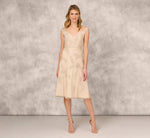Beaded Sleeveless Midi Dress With Sweetheart Neckline In Champagne 2