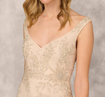 Beaded Sleeveless Midi Dress With Sweetheart Neckline In Champagne 3