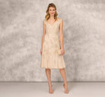 Beaded Sleeveless Midi Dress With Sweetheart Neckline In Champagne 1