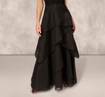 Strapless Organza Ball Gown With Off The Shoulder Neckline In Black 4