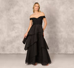Strapless Organza Ball Gown With Off The Shoulder Neckline In Black 1