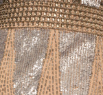 Fully Beaded Plunge Long Dress In Silver Multi 6