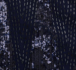 Fully Beaded Plunge Long Dress In Navy Gunmetal 6