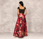 Combo Fabric Cap Sleeve Gown In Black Red Multi 6