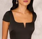 Combo Fabric Cap Sleeve Gown In Black Red Multi 4