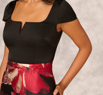 Combo Fabric Cap Sleeve Gown In Black Red Multi 5